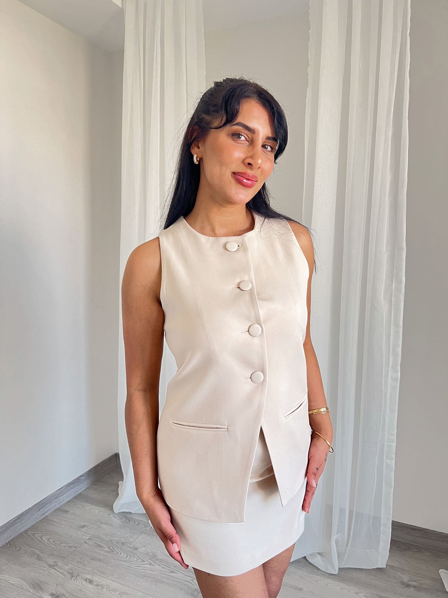 Krem Yelek Etek Takım