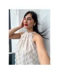 Beyaz Yaka Bağlamalı Elbise
