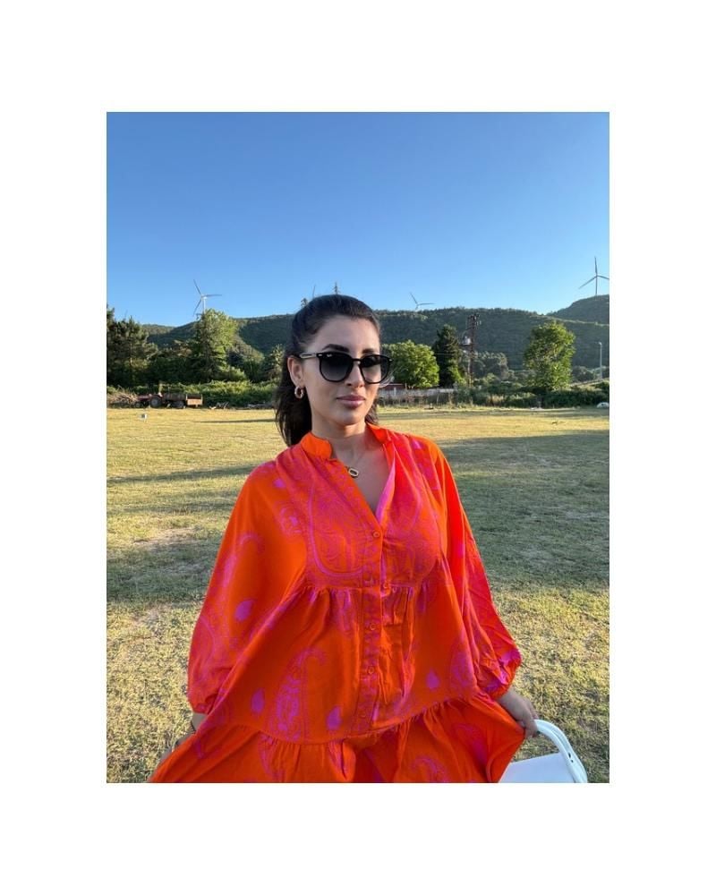 Etnik Desen Uzun Elbise