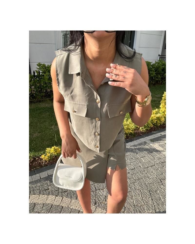 Haki şort etek takım