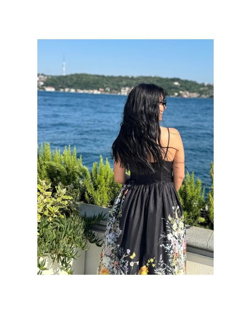 İp Askılı Romantic Elbise Siyah