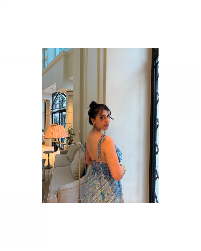 Mavi İpek Etnik Elbise