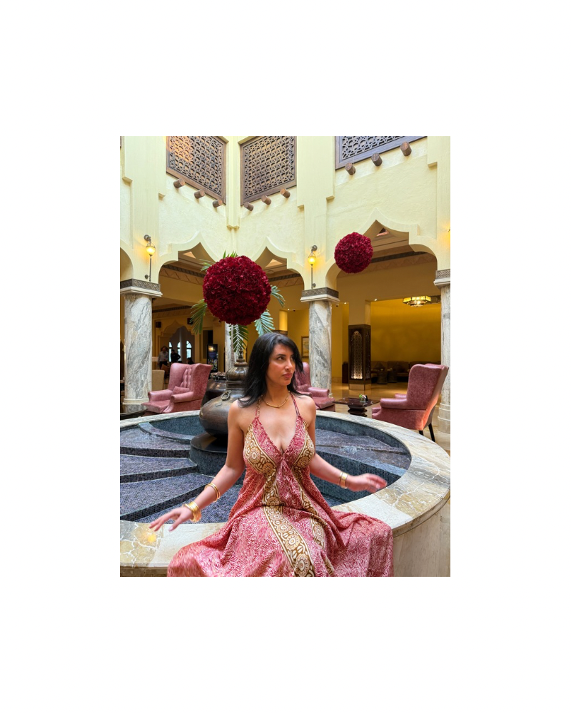 Kırmızı Etnik Hint Elbise