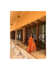 Sırt bağlamalı live turuncu bohem elbise