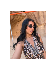 Leopar desenli bohem elbise