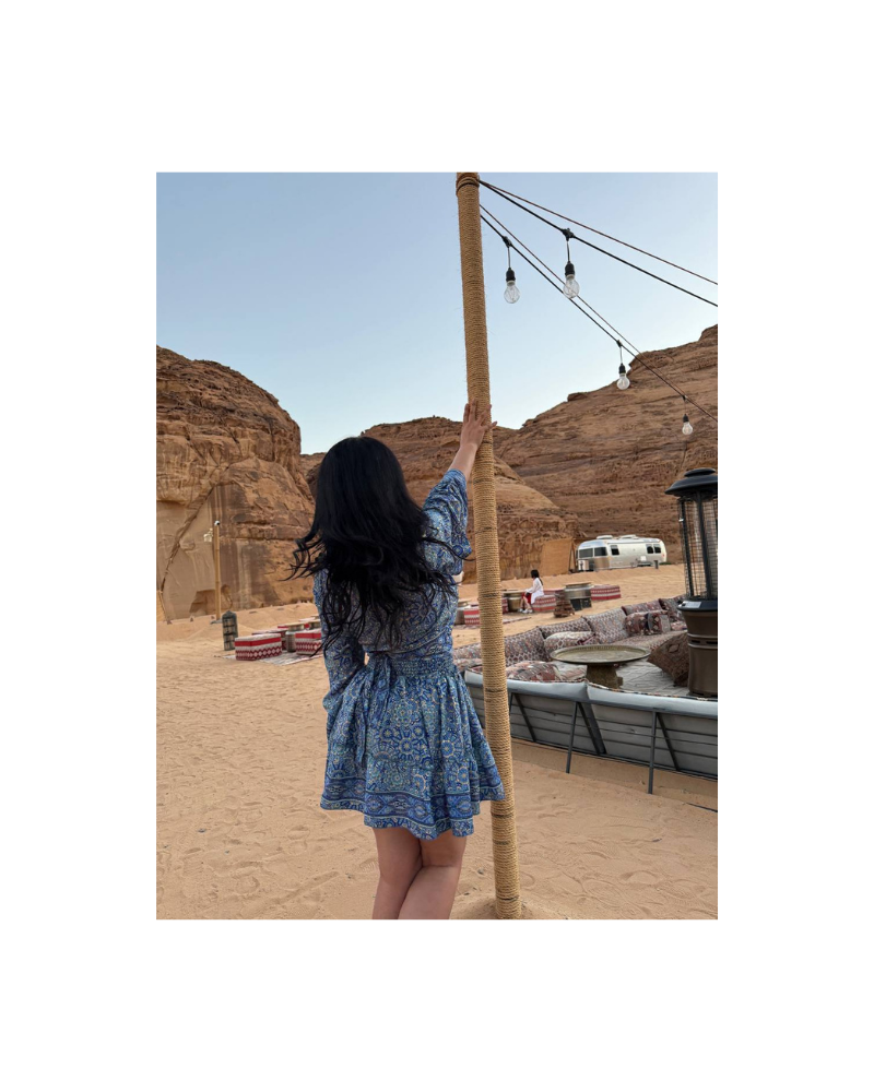 Soft mavi mini bohem takım