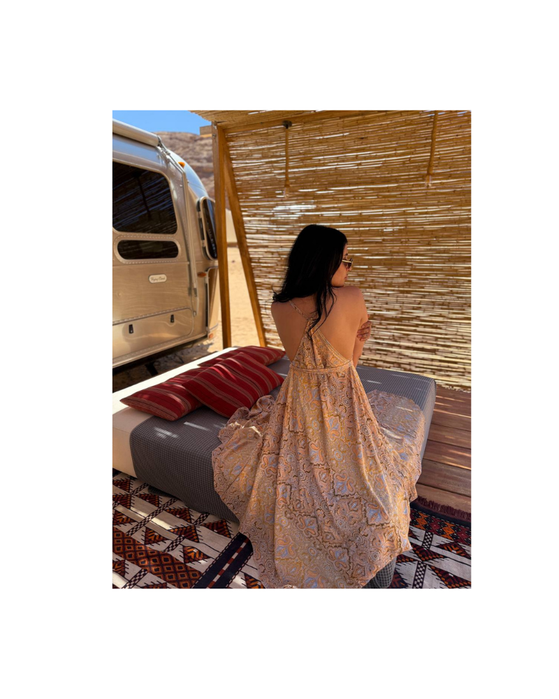 soft sarı bohem elbise