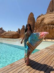 etnik desen live mavi elbise