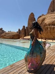 etnik desen live mavi elbise