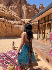 etnik desen live mavi elbise