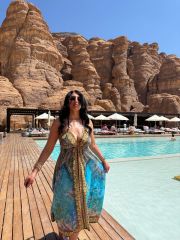 etnik desen live mavi elbise