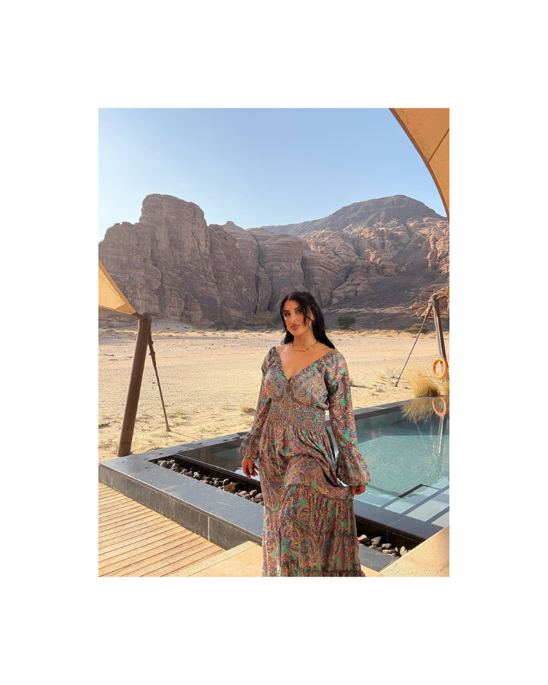 madonna yaka yeşil elbise