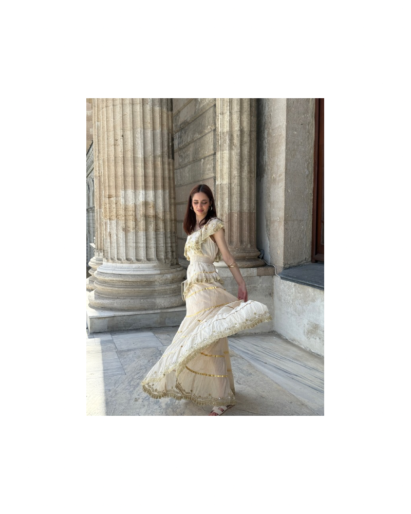 İşlemeli Matmazel elbise