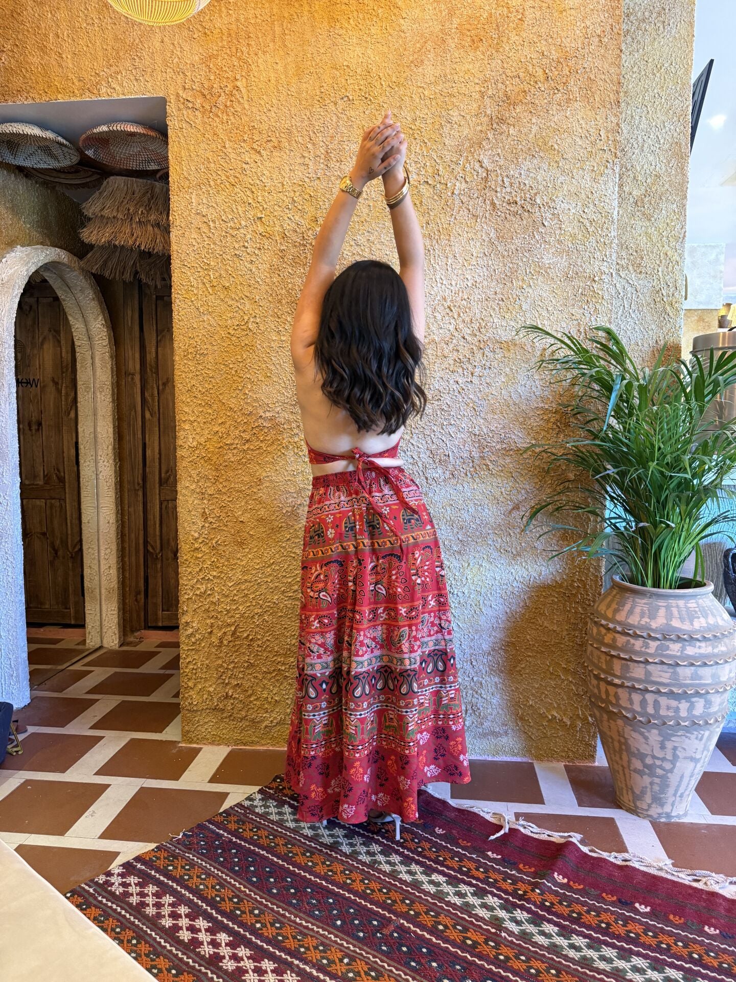 Kırmızı Etek Halter Crop Takım