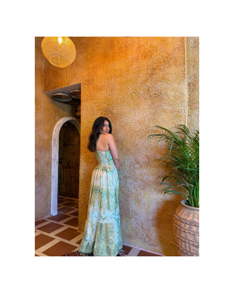 Su Yeşili  İpek Elbise