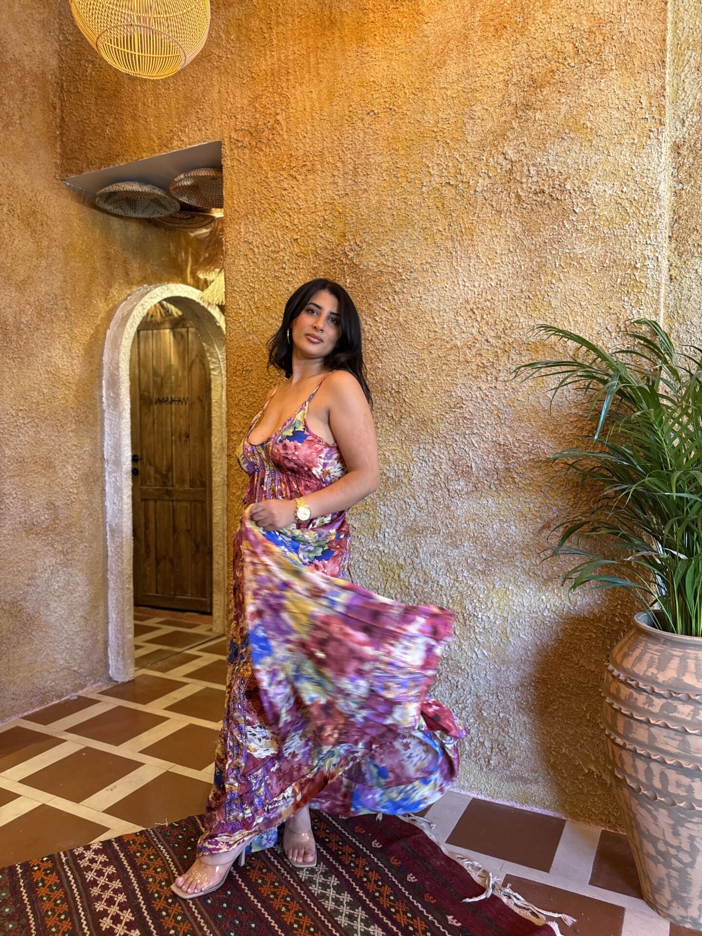 Fırfırlı Etnik Renkli Live Elbise