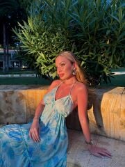 Mavi Önü Kısa Arkası Uzun İpek Elbise