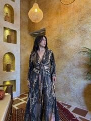 Siyah Gold  İpek Pantolon Takım