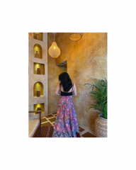 Çift Taraflı Dolamalı Hint İpeği Etek Pembe