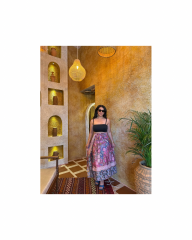 Çift Taraflı Dolamalı Hint İpeği Etek Pembe