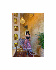 Çift Taraflı Dolamalı Hint İpeği Etek Pembe