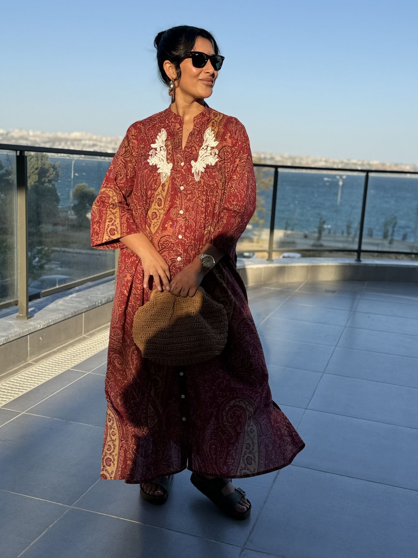 lEtnik Kiremit Gömlek Elbise