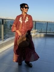 lEtnik Kiremit Gömlek Elbise